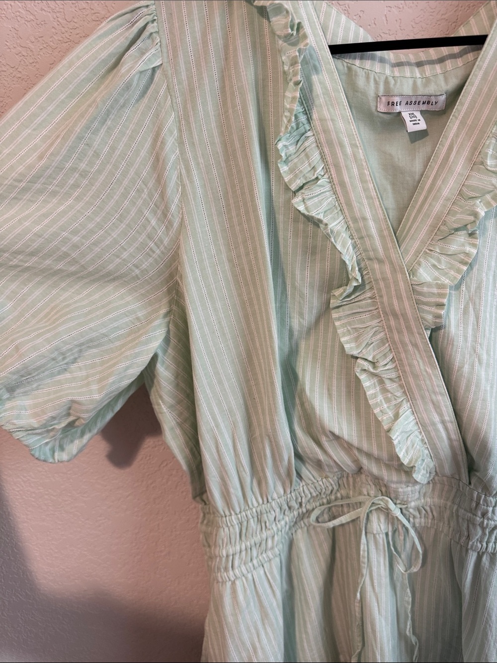Green Striped Ruffle Dress - Picture 5 of 7